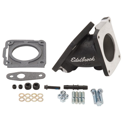 Edelbrock EFI Throttle Body Adaptor (Elbow) Ford Mustang 94-95 w/ Black Mini Texture Powder Coat 38353 38353 Photo - Primary