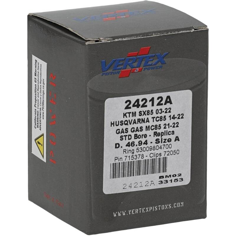 Vertex Pistons Vertex Piston 03-24 KTM 85 SX 85cc Cast Replica Piston Kit 24212A 24212A Photo - Primary