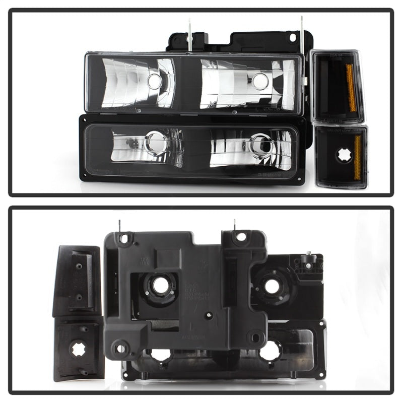 SPYDER xTune GMC C/K Series 94-98 Headlights w/ Corner and Parking Lights - Black HD-JH-GCK94-BK-SET 9037405 9037405 Photo - Unmounted