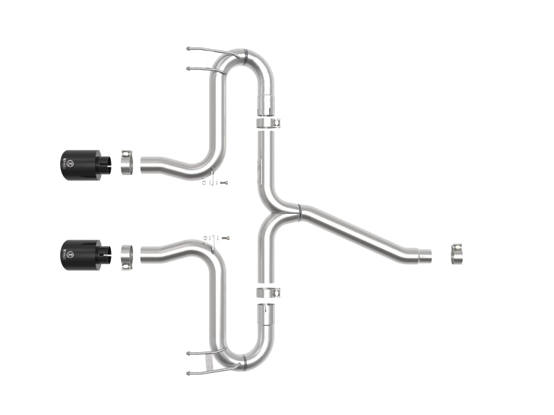 aFe Takeda 2-1/2in 304 SS Axle-Back Exhaust w/Black Tips 17-20 Honda Civic Sport L4-1.5L (t) 49-36625-B 49-36625-B Photo - Unmounted