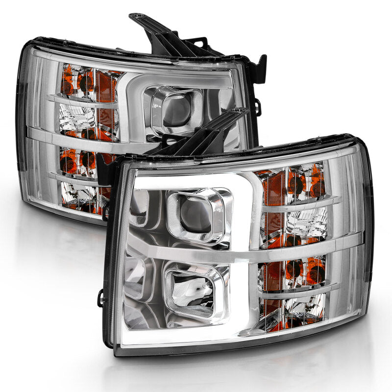 ANZO 2007-2013 Chevy Silverado 1500 Projector Plank Style Chrome Amber 111481 111481 Photo - Primary