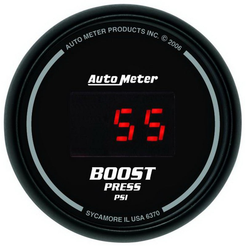 Autometer Gauge, Boost, 2 1/16", 60 Psi, Digital, Black Dial w/ Red Led 6370 Photo - Primary