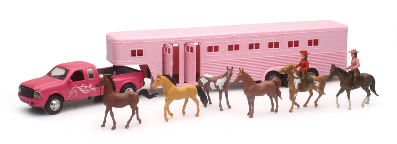 New Ray Toys Pink Pickup Hrs Trlr Set 1:32 SS-15395