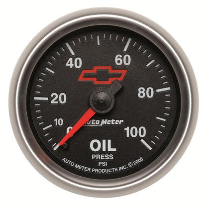 Autometer Gauge, Oil Pressure, 2 1/16", 100Psi, Mechanical, Gm Bowtie Black 3621-00406 Photo - Primary