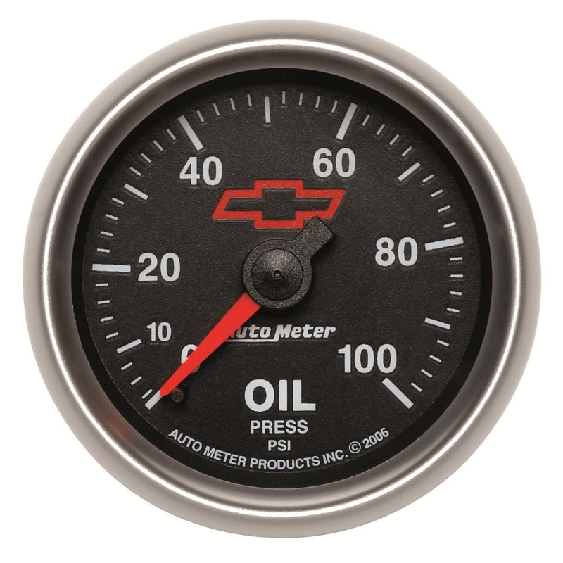 Autometer Gauge, Oil Pressure, 2 1/16", 100Psi, Mechanical, Gm Bowtie Black 3621-00406 Photo - Primary