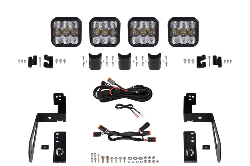 Diode Dynamics Jeep JK SS5 4-Pod CrossLink Grille Lightbar Kit Pro - White Combo DD7272 DD7272 Photo - Primary