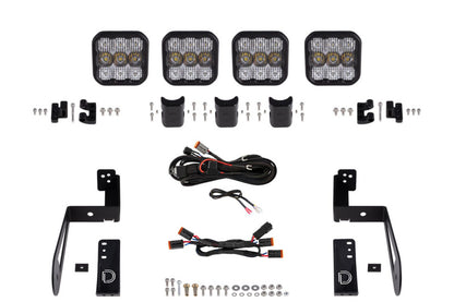 Diode Dynamics Jeep JK SS5 4-Pod CrossLink Grille Lightbar Kit Pro - White Combo DD7272 DD7272 Photo - Primary