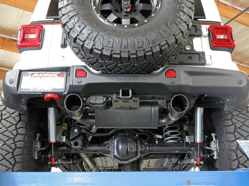 aFe Rebel Series 409 Stainless Steel Cat-Back Exhaust 18-21 Jeep Wrangler JL 2.0L (t) - Black Tip 49-48096-B 49-48096-B Photo - Mounted