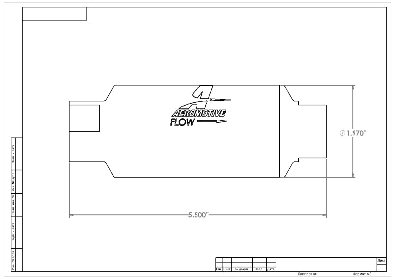 Aeromotive 10-m Microglass Element, Filter, In-Line, ORB-10 Port, Bright-Dip 12340 Technical Drawing