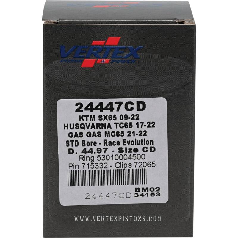 Vertex Pistons Vertex Piston 09-24 KTM 65 SX 65cc Cast Race Evolution Piston Kit 24447CD 24447CD Photo - Primary