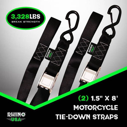 Rhino USA Cambuckle Motorcycle Tiedown Straps 2-Pack (Red) 1.5In X 8Ft RNO-CAMSOFT-RED RNO-CAMSOFT-RED User 1
