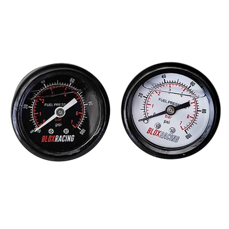 BLOX Racing Liquid-Filled Fuel Pressure Gauge 0-100psi (White Face) BXGA-00125-WH