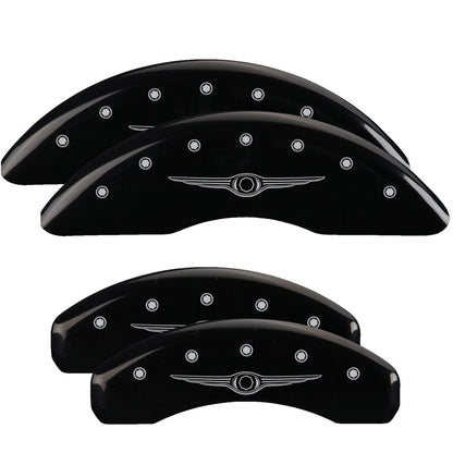 MGP 4 Caliper Covers Engraved Front & Rear Style 1/Chrysler Wing Black finish silver ch 32002SCW1BK 32002SCW1BK Photo - Primary