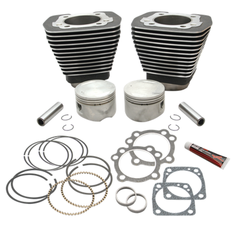 S&S Cycle S&S Cylinder 84-99 BT w/Super Stock Cylinder Heads 89in 3 1/2in Bore Cylinder & Piston Kit - Wblack 91-7711