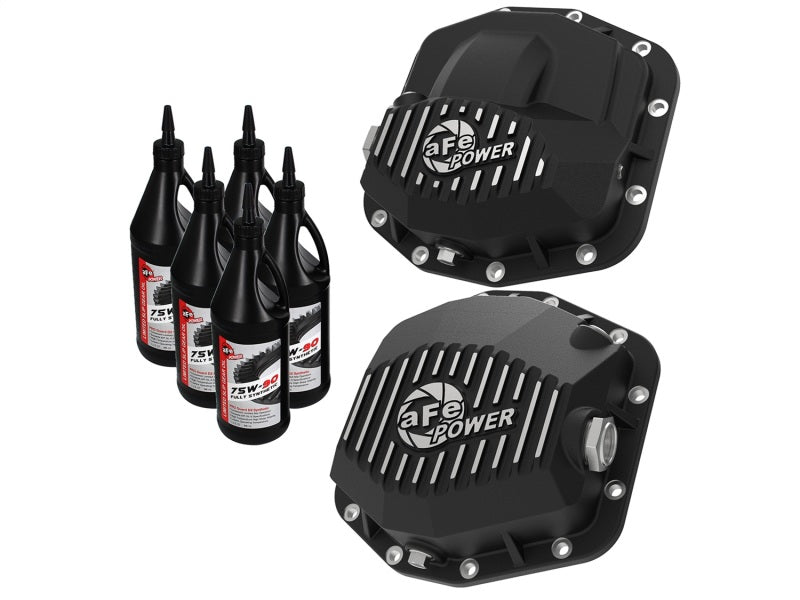 aFe Pro Series Front and Rear Differential Cover Kit w/Oil(Dana M210&M220) 46-7100AB Photo - Primary