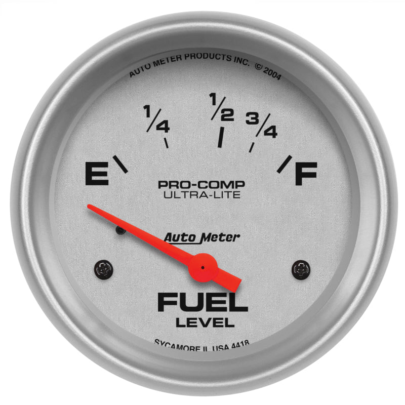 Autometer Gauge, Fuel Level, 2 5/8", 16E to 158F, Elec, Ultra-Lite 4418 Photo - Primary