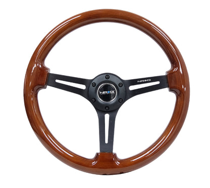 NRG Reinforced Classic Wood Grain Wheel, 350mm, 3 Spoke Slotted Center RST-018BR-BK Photo - Primary