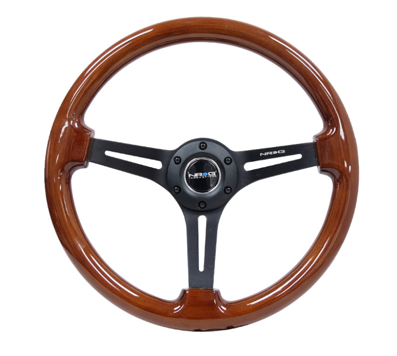 NRG Reinforced Classic Wood Grain Wheel, 350mm, 3 Spoke Slotted Center RST-018BR-BK Photo - Primary