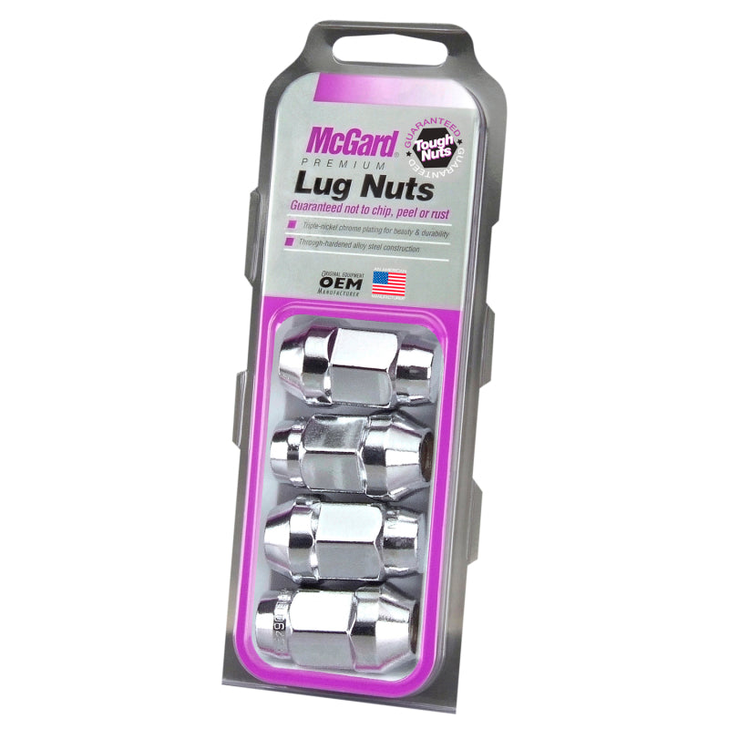 McGard Hex Lug Nut (Cone Seat Bulge Style) M14X1.5 / 22mm Hex / 1.635in. Length (4-Pack) - Chrome 64073 64073 Photo - Primary