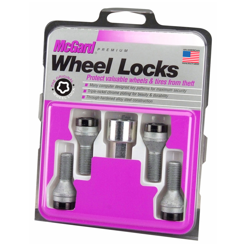 McGard Wheel Lock Bolt Set - 4pk. (Cone Seat) M12X1.25 / 19mm Hex / 25.6mm Shank Length - Black 27361 27361 Photo - in package