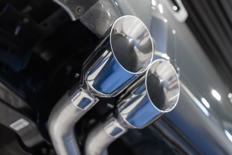 MBRP 2021+ Ford F150 Aluminized Dual Pre-Axle (Street Profile) 2.5in OD Tips 3in Cat Back Exhaust S5219AL S5219AL Photo - Close Up
