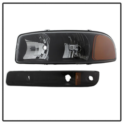 SPYDER xTune GMC Sierra 99-06 /Yukon 00-06 Crystal Headlights & Bumper Lights - Black HD-JH-GS99-AM-SET-BK 9037474 9037474 Photo - Unmounted