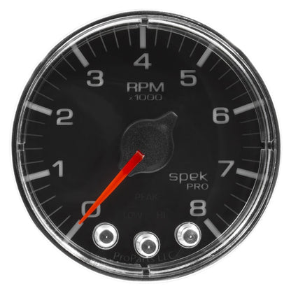 Autometer Spek-Pro Gauge Tach 2 1/16in 8K Rpm W/ Shift Light & Peak Mem Blk/Chrm P334318 P334318 User 2