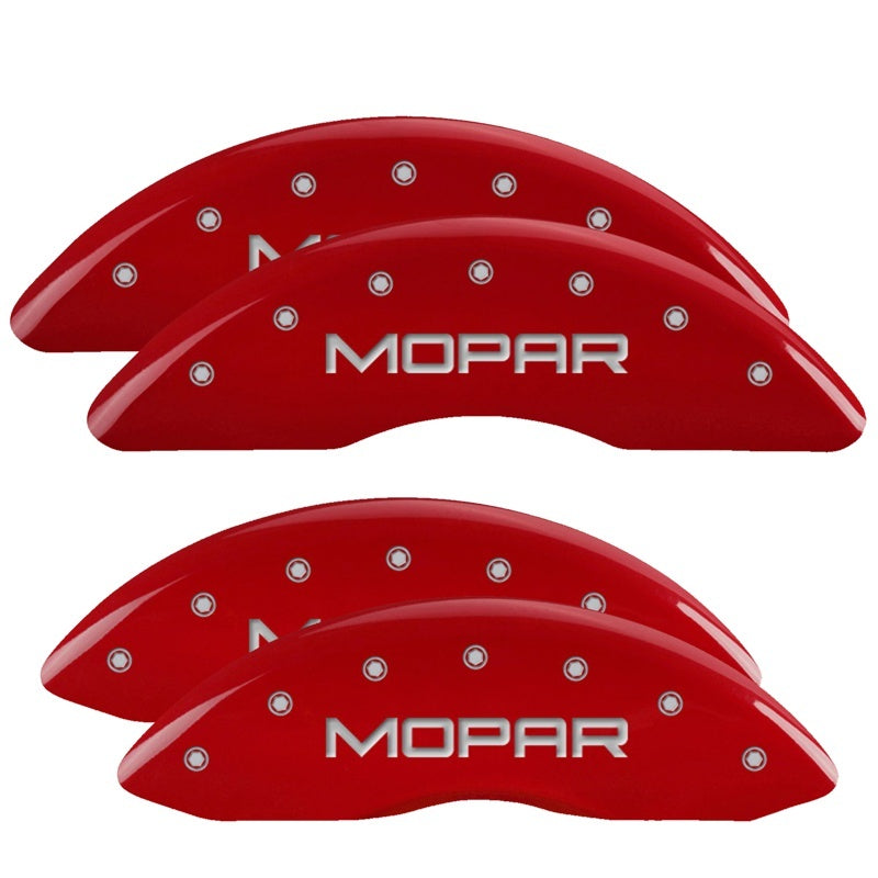 MGP 4 Caliper Covers Engraved Front & Rear MOPAR Red finish silver ch 12124SMOPRD 12124SMOPRD Photo - Primary