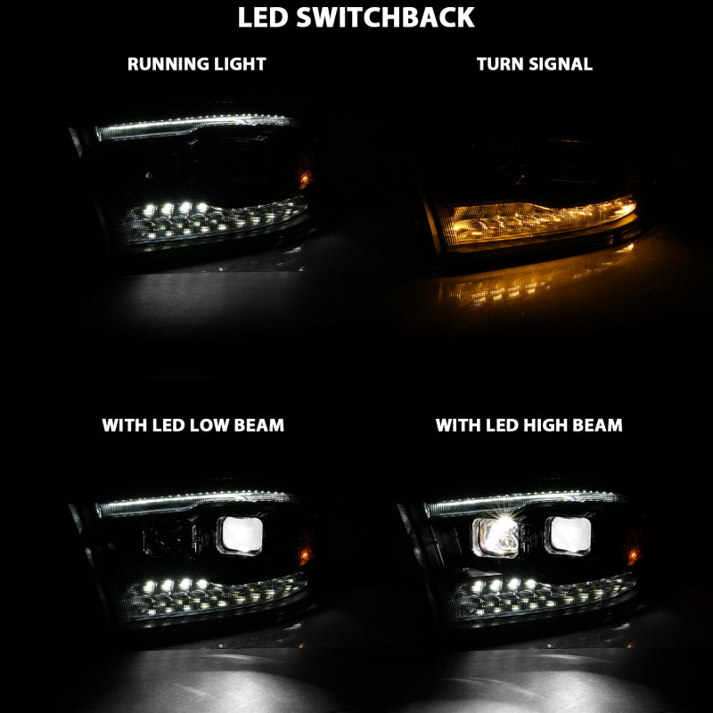 ANZO 16-18 Chevrolet Silverado 1500 LED Projector Headlights w/Plank Style Switchback Chrome w/Amber 111421 111421 Photo - Mounted