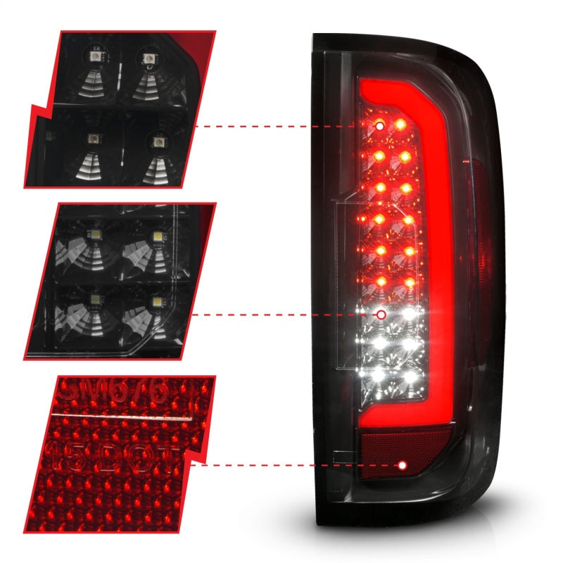 ANZO 15-21 GMC Canyon Full LED Tail Lights w/ Red Lightbar Black Housing Smoke Lens 311435 311435 Photo - Unmounted