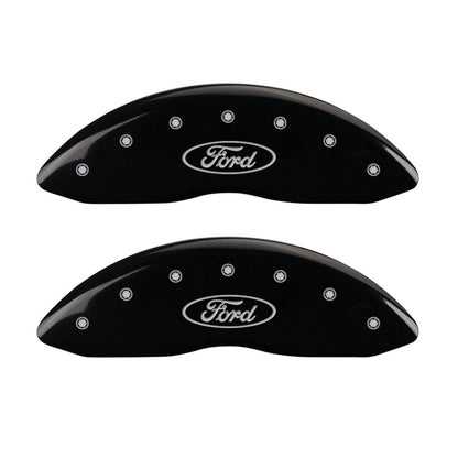MGP Front set 2 Caliper Covers Engraved Front Oval logo/Ford Black finish silver ch 10232FFRDBK 10232FFRDBK Photo - Primary