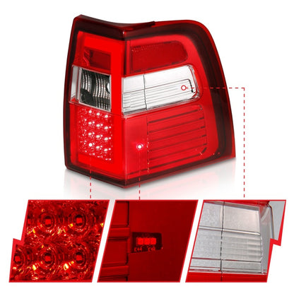 ANZO 07-17 For Expedition LED Taillights w/ Light Bar Chrome Housing Red/Clear Lens 311410 311410 Photo - Unmounted