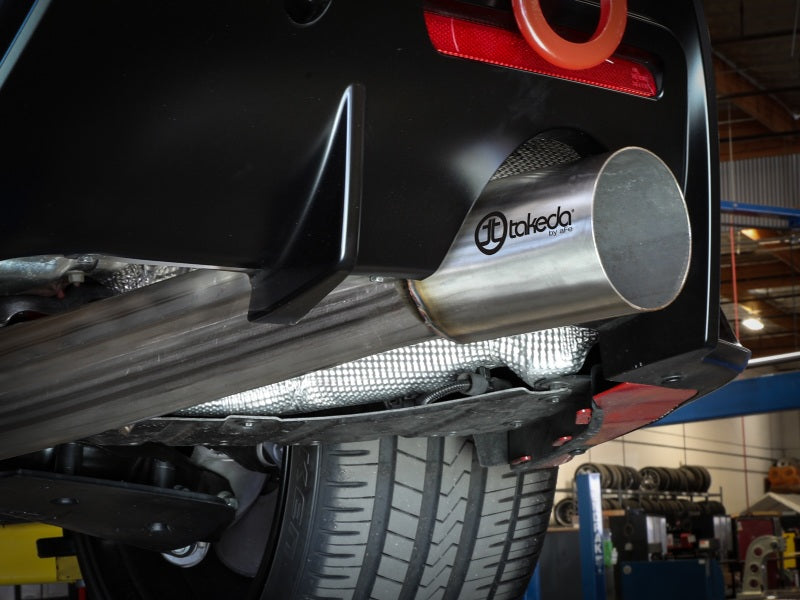 aFe POWER Takeda 2020 Toyota Supra L6-3.0L (t) 3.5in 304 SS CB Exhaust 4" Brushed Finish Tip 49-36045-H 49-36045-H Photo - Mounted