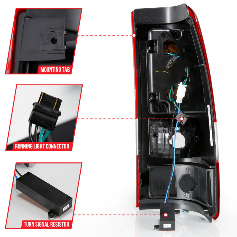 ANZO 1999-2002 Chevy Silverado 1500 LED Taillights Plank Style Chrome With Red/Clear Lens 311332 311332 Photo - Unmounted