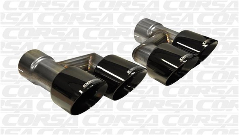 Corsa Performance 15-16 Ford Mustang GT 5.0 Black Quad Tips Kit 14333BLK Photo - Primary