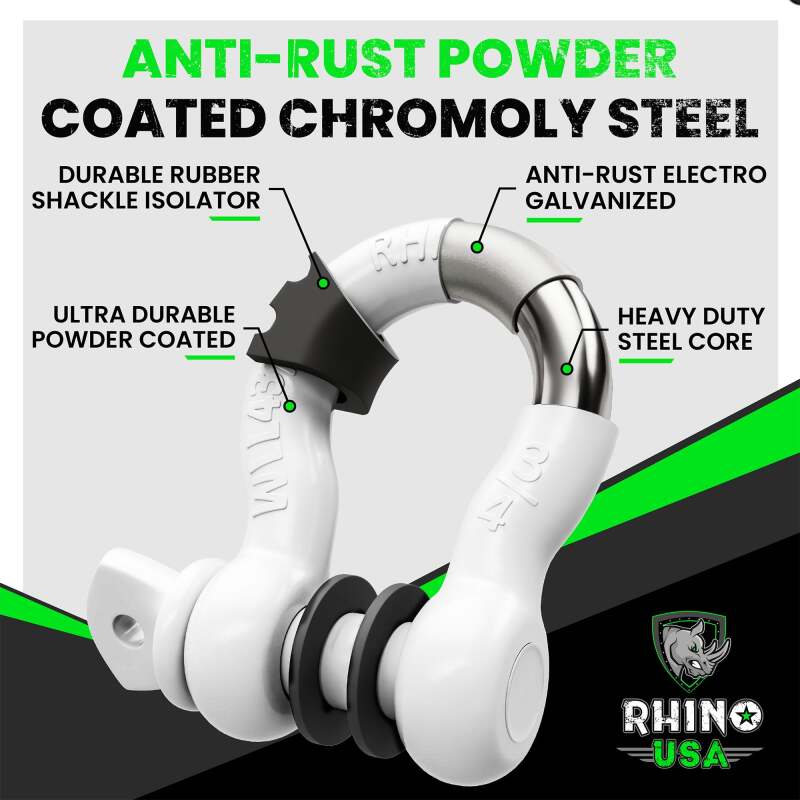 Rhino USA 3/4In D-Ring Shackle Set (2-Pack)(White) RNO-WHT-SHACKLES RNO-WHT-SHACKLES User 2