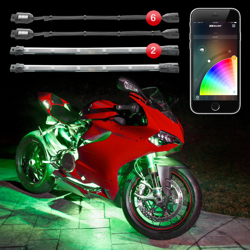 XKGLOW XK Glow Strip Million Color XKCHROME Smartphone App ATV/Motorcycle LED Light Kit 6xPod + 2x10In KS-Moto-Mini KS-Moto-Mini User 1