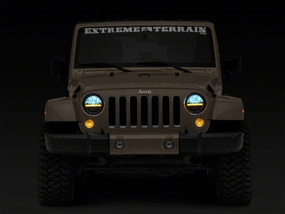 Raxiom 97-18 Jeep Wrangler TJ & JK Axial 7-In LED Headlights w/ DRL - Blk Housing (Clear Lens) J143372 J143372 Photo - Close Up