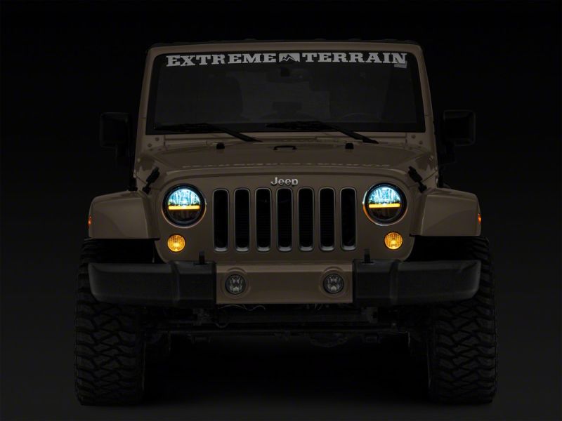 Raxiom 97-18 Jeep Wrangler TJ & JK Axial 7-In LED Headlights w/ DRL - Blk Housing (Clear Lens) J143372 J143372 Photo - Close Up