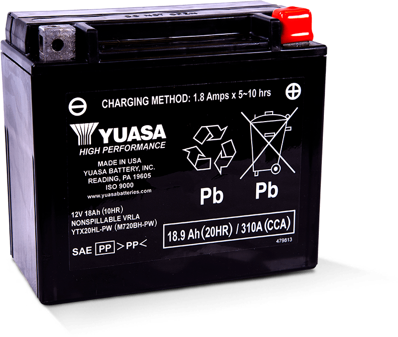 Yuasa Battery Yuasa YTX20HL-PW Maintenance Free AGM 12 Volt Battery YUAM720BH-PW