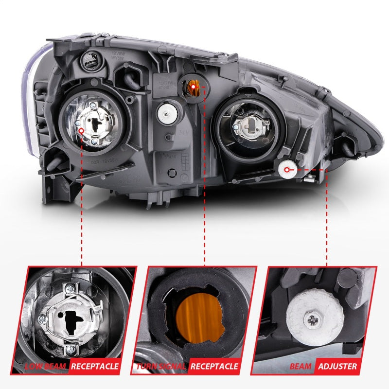 Anzo 2002-2004 Acura Rsx Crystal Headlights Black 121209 Photo - Unmounted