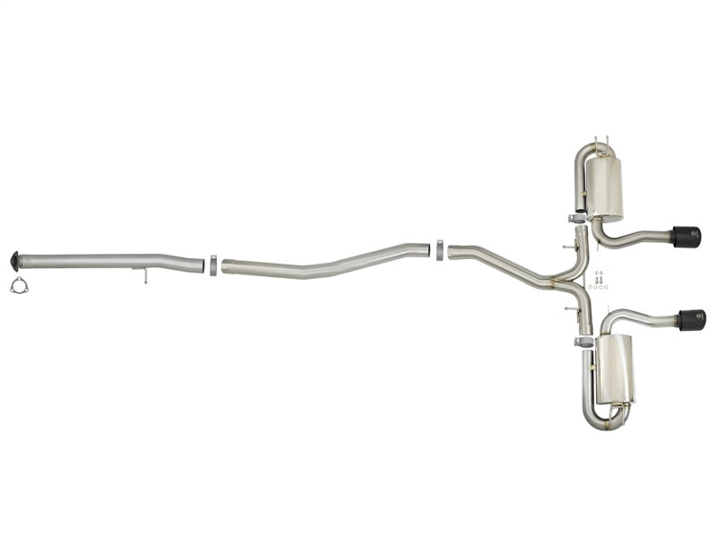 aFe Takeda 3in 304 Stainless Steel Cat-Back Exhaust System w/ Black Tips 49-36621-B Photo - Unmounted