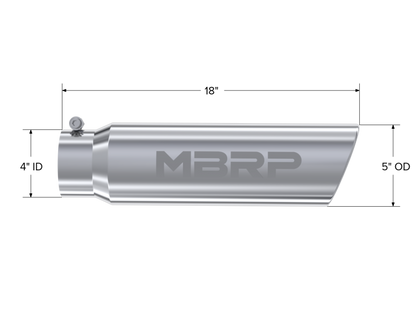 MBRP Universal 5in OD Angled Rolled End 4in Inlet 18in Length T5124 Photo - Close Up