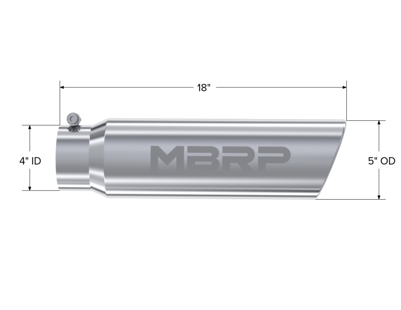 MBRP Universal 5in OD Angled Rolled End 4in Inlet 18in Length T5124 Photo - Close Up