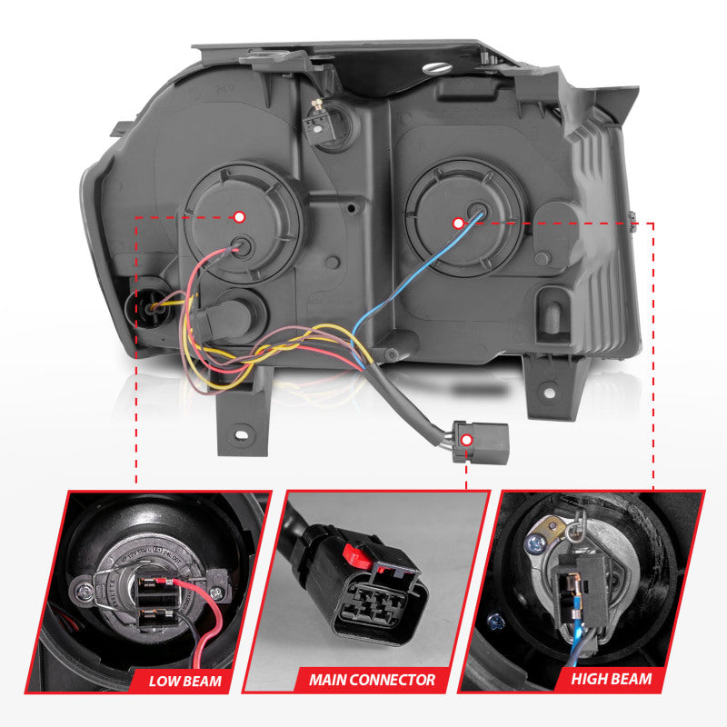 ANZO 05-07 Jeep Grand Cherokee Projector Headlights - w/ Light Bar Switchback Chrome Housing 111544 111544 Photo - Unmounted