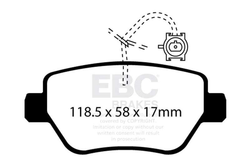EBC 14-17 Maserati Ghibli (330 PS Package ONLY) Yellowstuff Rear Brake Pads DP42258R DP42258R Photo - Primary