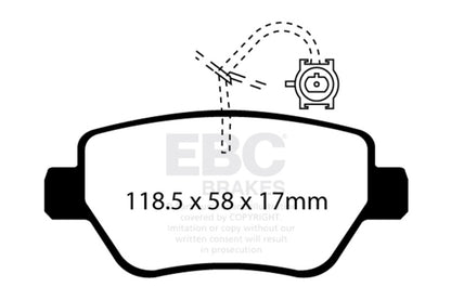 EBC 14-17 Maserati Ghibli (330 PS Package ONLY) Yellowstuff Rear Brake Pads DP42258R DP42258R Photo - Primary