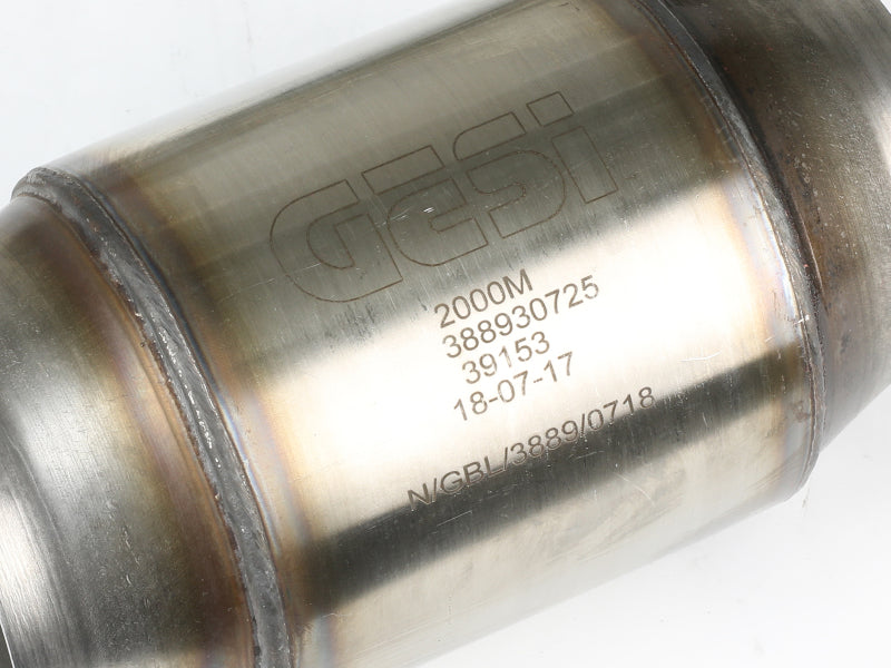 aFe POWER 14-18 Chevrolet Corvette C7 & Z06 Twisted Steel 3in 304 Stainless Steel Mid Pipe w/ Cat 48-34130-1YC 48-34130-1YC Photo - Close Up