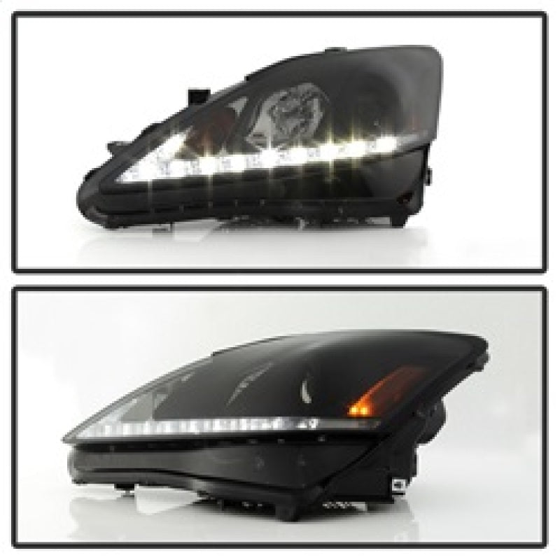 Spyder Lexus IS 250/350 2006-2010 Projector Headlights DRL Black Smoke PRO-YD-LIS06-DRL-BSM 5080073 5080073 Photo - Unmounted