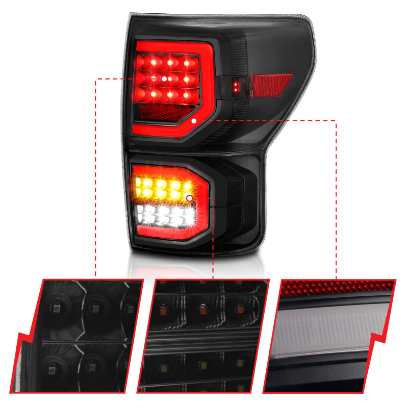 ANZO 2007-2013 Toyota Tundra LED Taillights Plank Style Black w/Smoke Lens 311337 311337 Photo - Unmounted